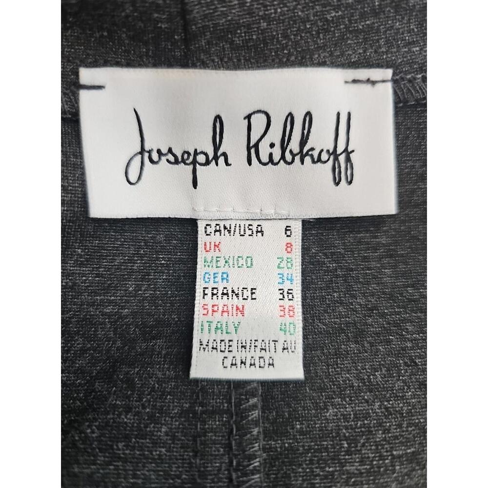 Joseph Ribkoff Black Faux Leather & Knit Belted Jacket Stretch 6 - Picture 5 of 6
